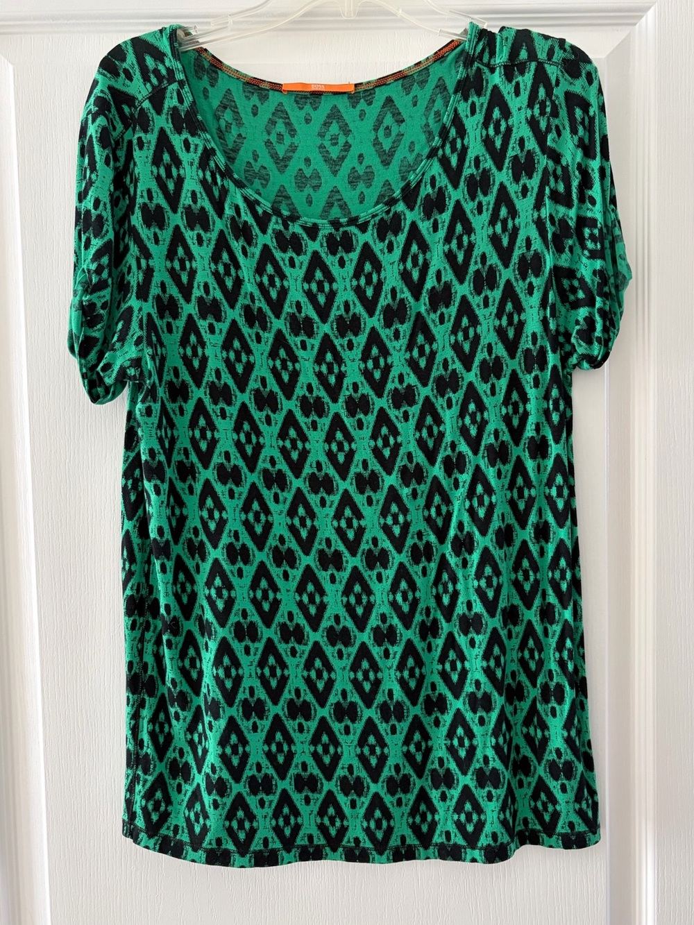 Boss Green and Black Patterned Short Sleeve Top
